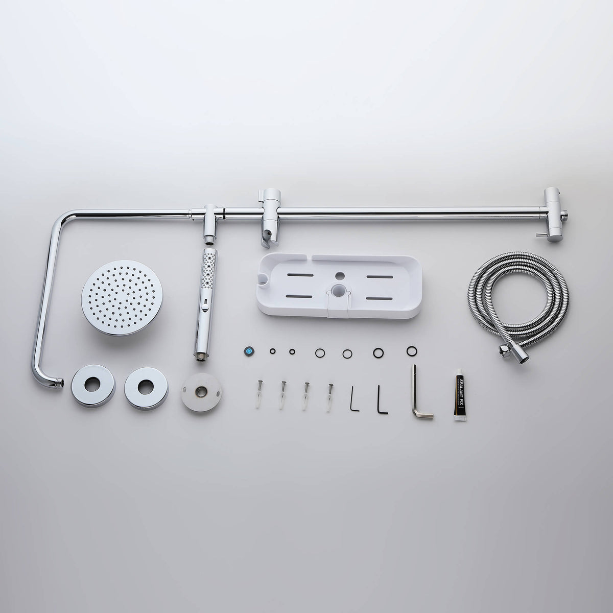 Rainfall Shower System with 3-Function Handheld and Shelf