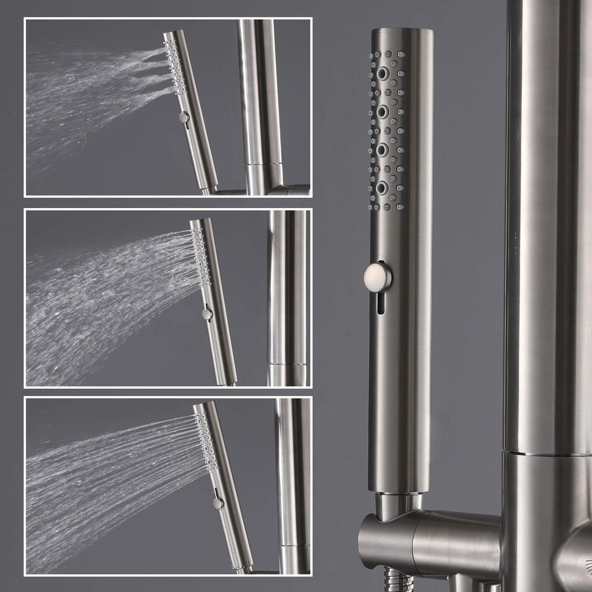 Floor Standing Stainless Steel Outdoor Shower Column Brushed Nickel