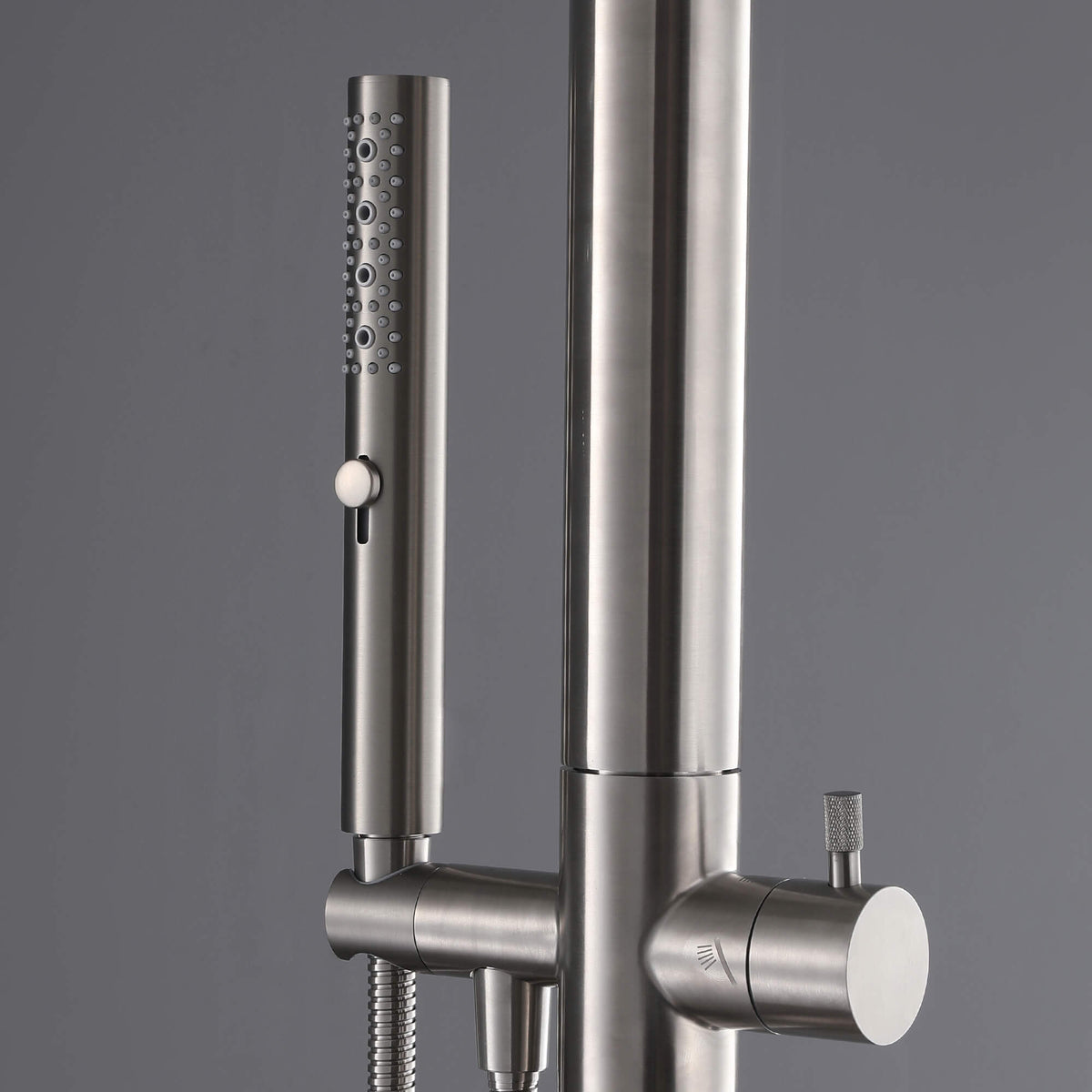 Floor Standing Stainless Steel Outdoor Shower Column Brushed Nickel