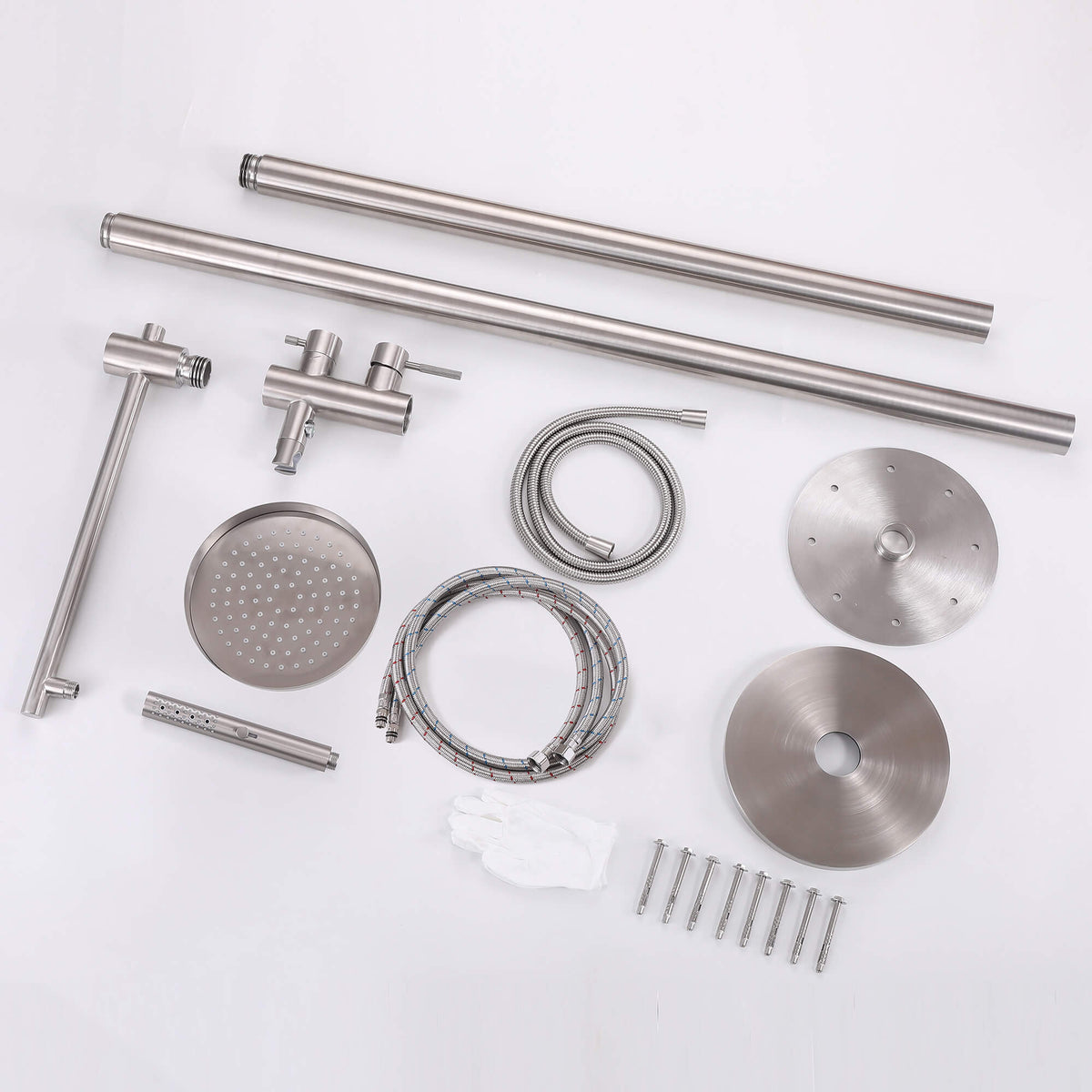 Premium 304 Stainless Steel Outdoor Shower Fixture with Rainfall & Handheld Shower