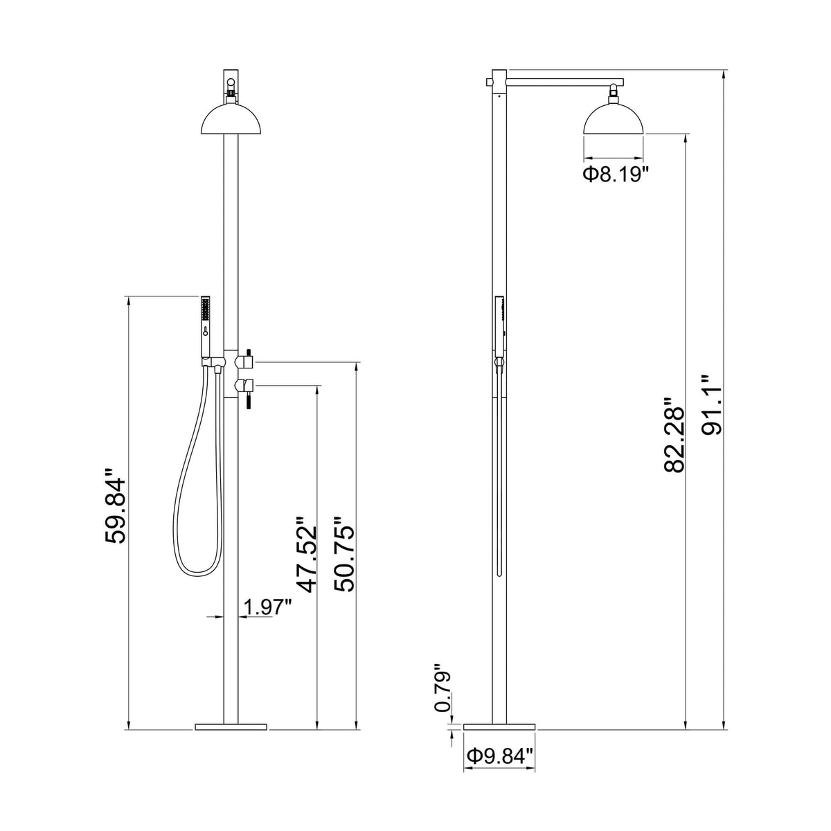 Premium 304 Stainless Steel Outdoor Shower Fixture with Rainfall & Handheld Shower
