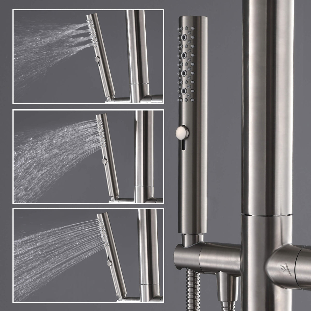 Premium 304 Stainless Steel Outdoor Shower Fixture with Rainfall & Handheld Shower