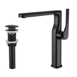 Modern Tall Basin Faucet with Single Handle and Pop-Up Drain Vessel Sink Bathroom Faucet