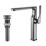 Modern Tall Basin Faucet with Single Handle and Pop-Up Drain Vessel Sink Bathroom Faucet