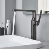 Modern Tall Basin Faucet with Single Handle and Pop-Up Drain Vessel Sink Bathroom Faucet