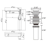 Modern Tall Basin Faucet with Single Handle and Pop-Up Drain Vessel Sink Bathroom Faucet