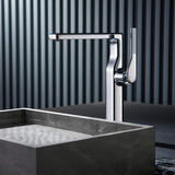 Modern Tall Basin Faucet with Single Handle and Pop-Up Drain Vessel Sink Bathroom Faucet