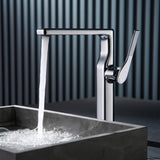 Modern Tall Basin Faucet with Single Handle and Pop-Up Drain Vessel Sink Bathroom Faucet