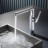 Modern Tall Basin Faucet with Single Handle and Pop-Up Drain Vessel Sink Bathroom Faucet
