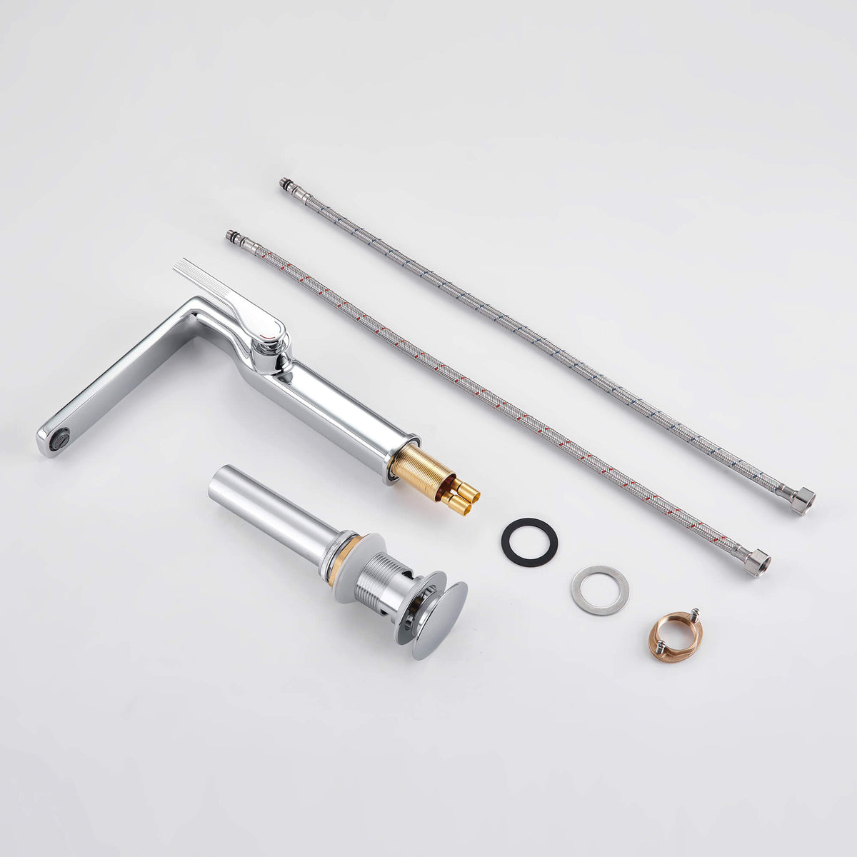 Modern Tall Basin Faucet with Single Handle and Pop-Up Drain Vessel Sink Bathroom Faucet