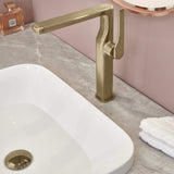 Modern Tall Basin Faucet with Single Handle and Pop-Up Drain Vessel Sink Bathroom Faucet