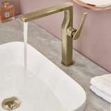 Modern Tall Basin Faucet with Single Handle and Pop-Up Drain Vessel Sink Bathroom Faucet