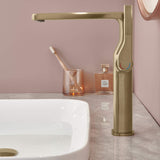 Modern Tall Basin Faucet with Single Handle and Pop-Up Drain Vessel Sink Bathroom Faucet