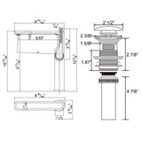 Modern Tall Basin Faucet with Single Handle and Pop-Up Drain Vessel Sink Bathroom Faucet