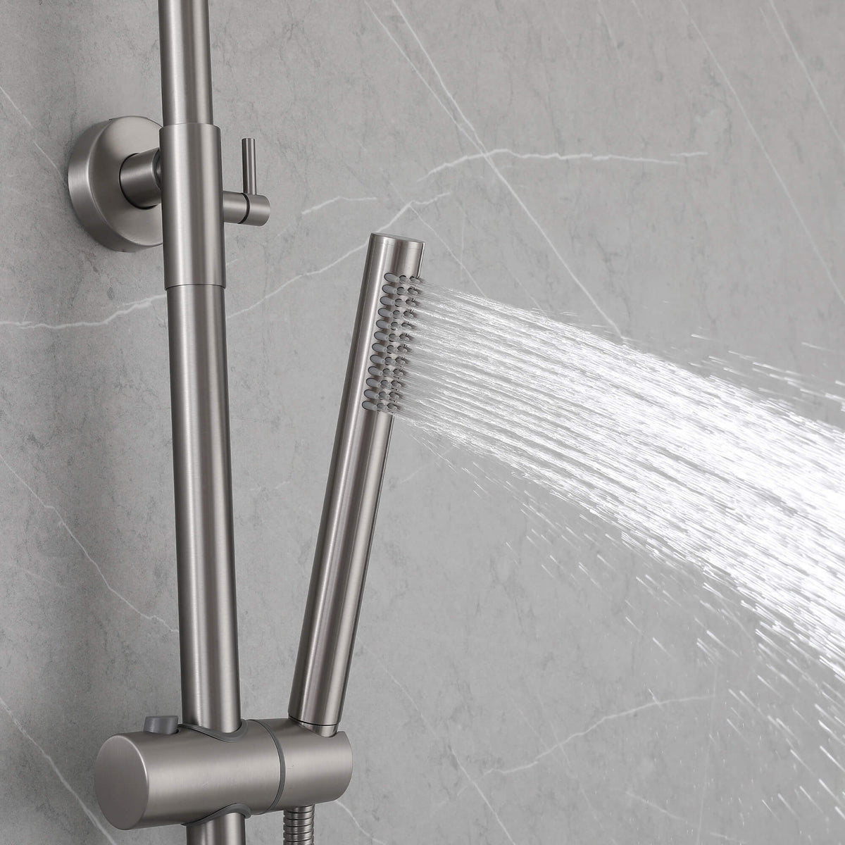 Modern Shower System with Adjustable Handheld Rainfall Head and Tub Spout