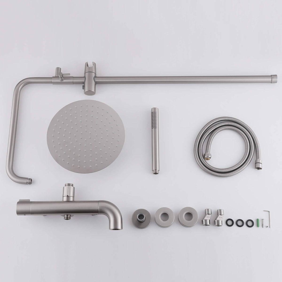 Modern Shower System with Adjustable Handheld Rainfall Head and Tub Spout