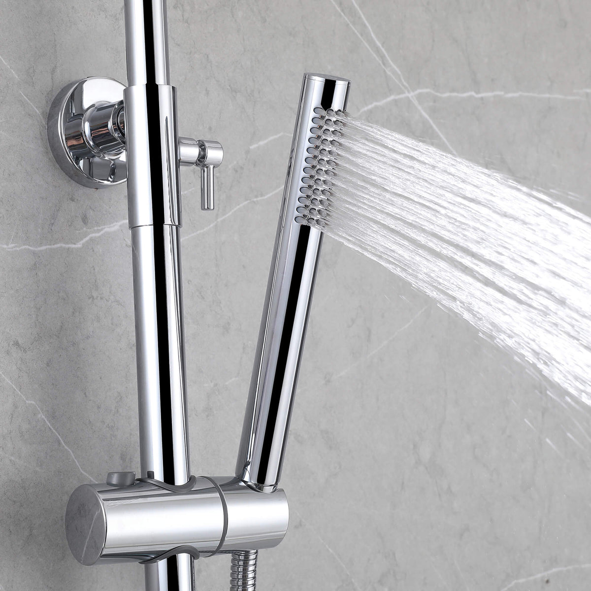 Modern Shower System with Adjustable Handheld Rainfall Head and Tub Spout