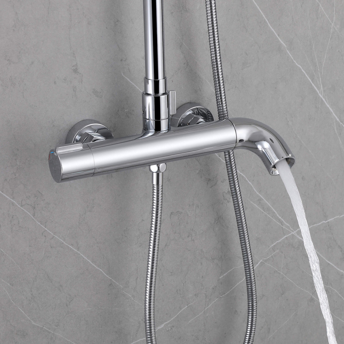 Modern Shower System with Adjustable Handheld Rainfall Head and Tub Spout