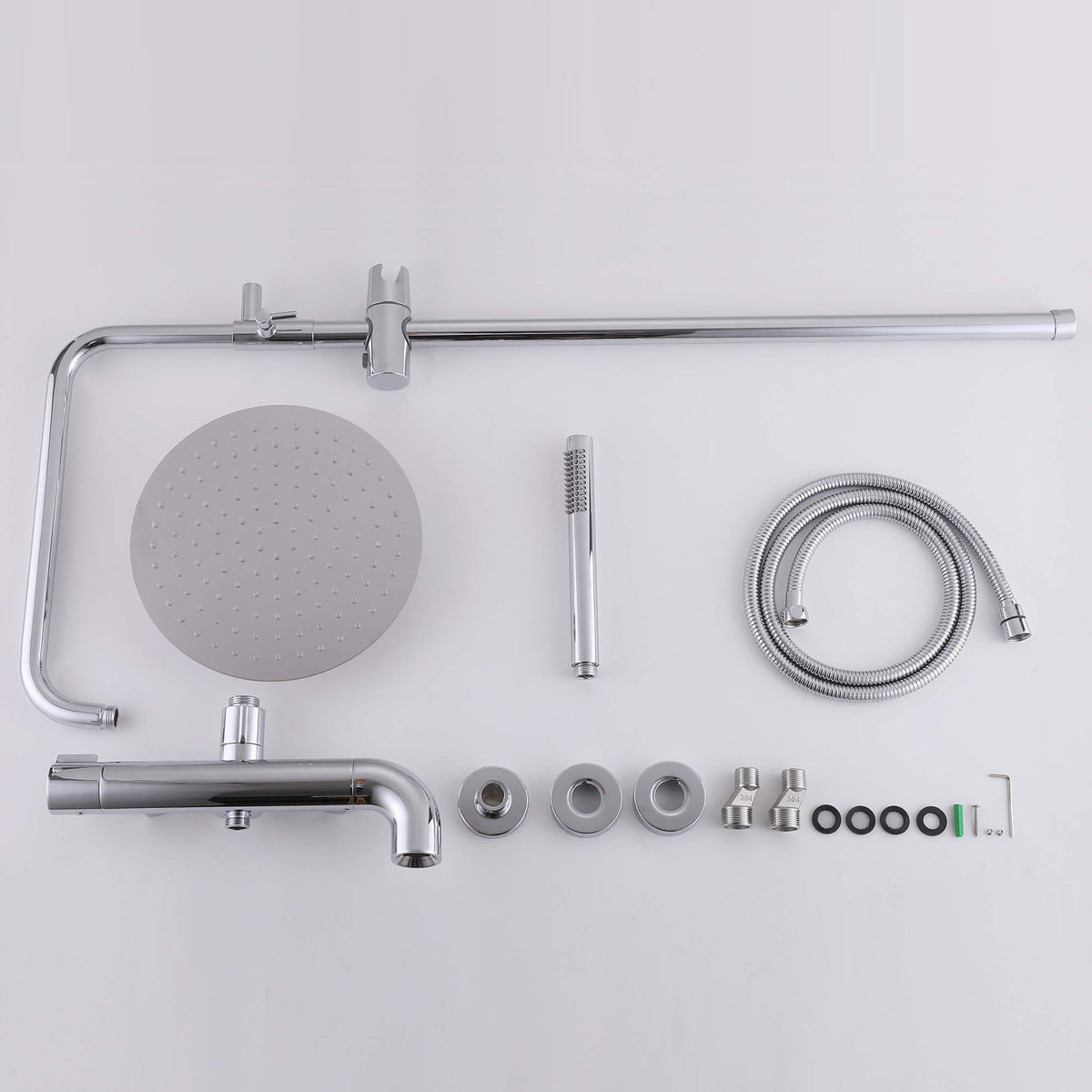 Modern Shower System with Adjustable Handheld Rainfall Head and Tub Spout