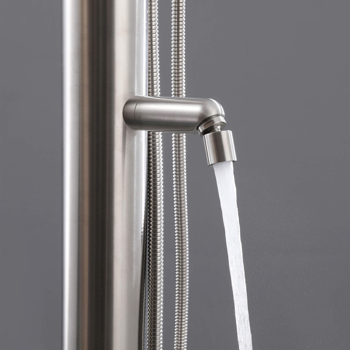 Outdoor 2-Function Faucet with Handheld Shower and 360° Adjustable Foot Wash Spout