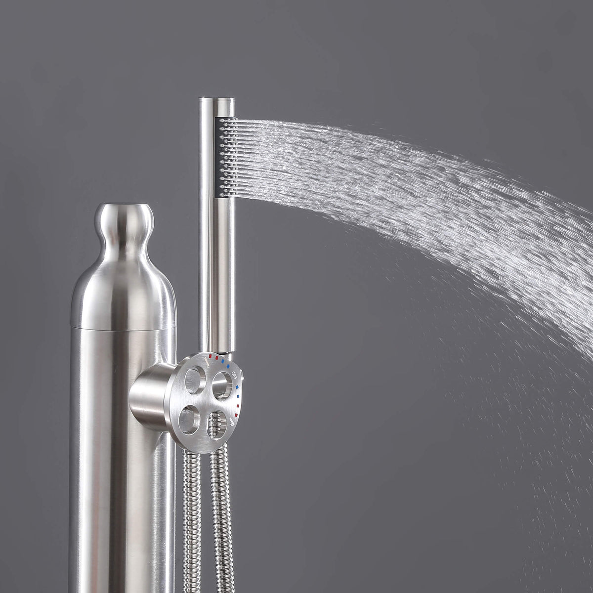Outdoor 2-Function Faucet with Handheld Shower and 360° Adjustable Foot Wash Spout