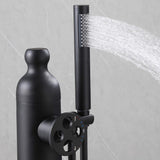 Outdoor 2-Function Faucet with Handheld Shower and 360° Adjustable Foot Wash Spout
