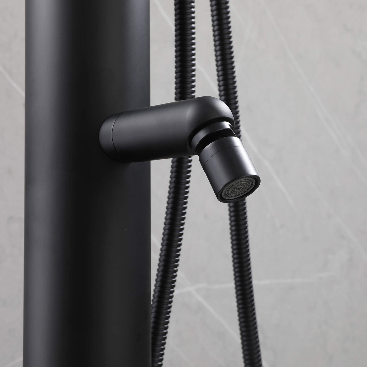 Outdoor 2-Function Faucet with Handheld Shower and 360° Adjustable Foot Wash Spout