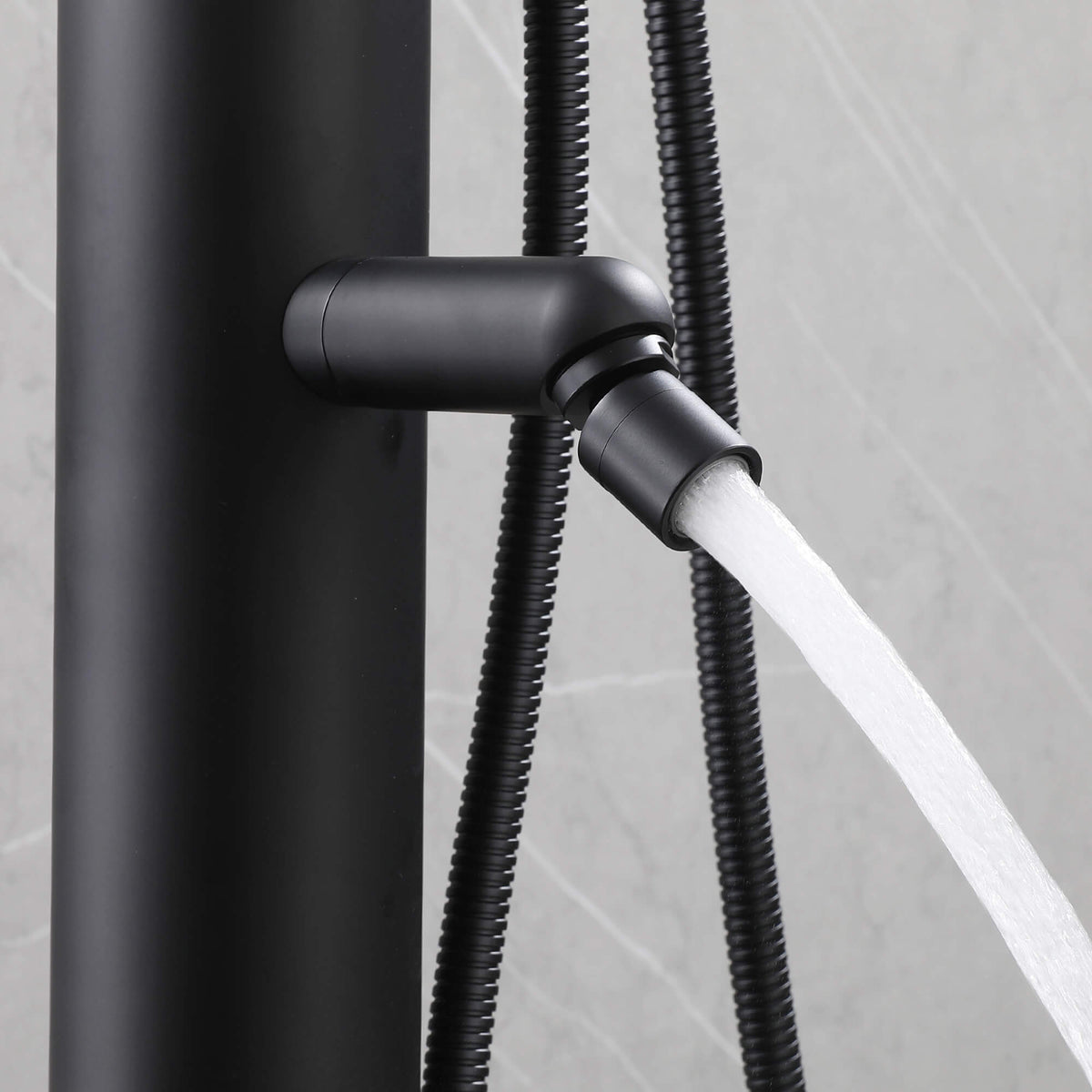 Outdoor 2-Function Faucet with Handheld Shower and 360° Adjustable Foot Wash Spout