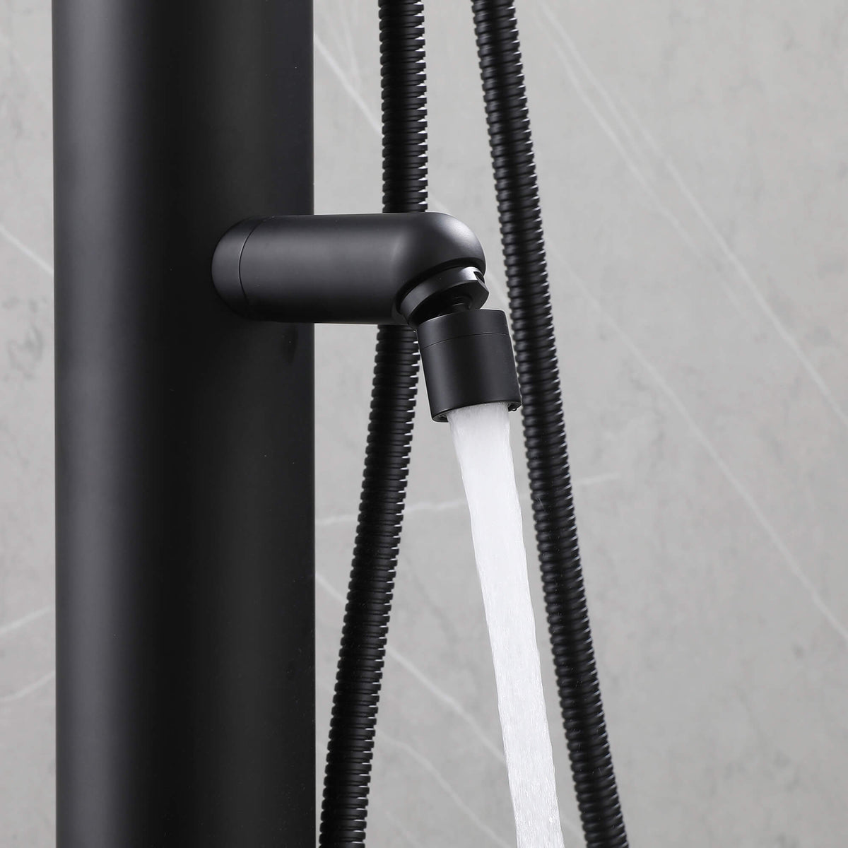Outdoor 2-Function Faucet with Handheld Shower and 360° Adjustable Foot Wash Spout