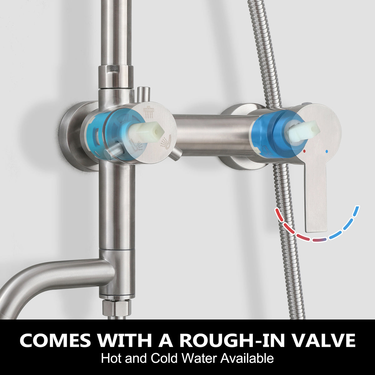 3-Function 304 Stainless Steel Wall-Mounted Outdoor Shower System