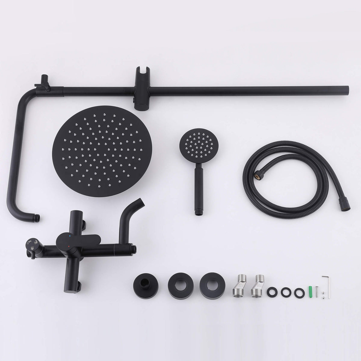 3-in-1 Outdoor Shower Set Adjustable Handheld, Rainfall & Foot Wash