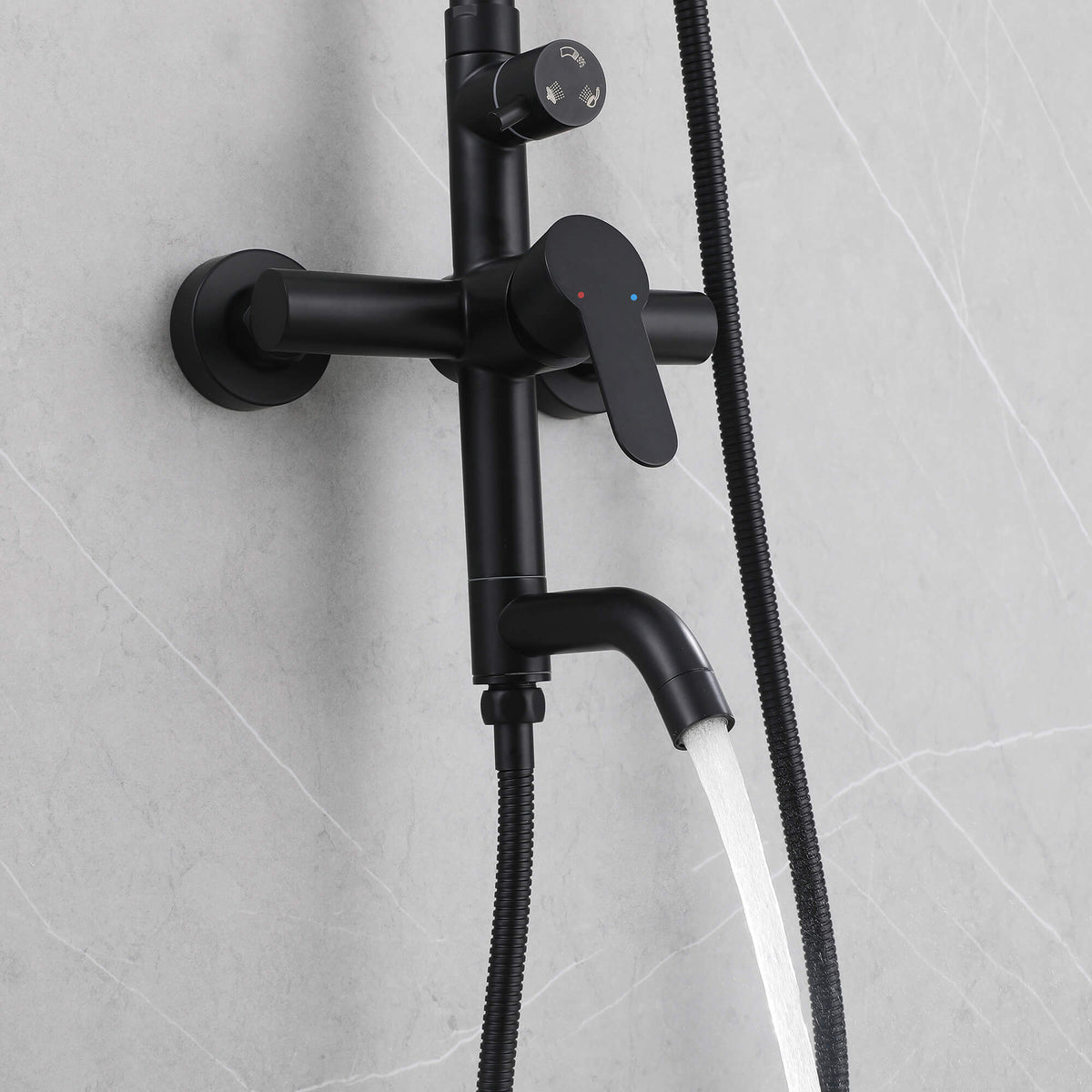 3-in-1 Outdoor Shower Set Adjustable Handheld, Rainfall & Foot Wash