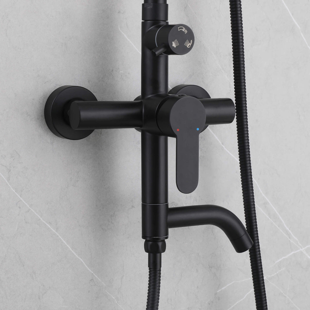 3-in-1 Outdoor Shower Set Adjustable Handheld, Rainfall & Foot Wash