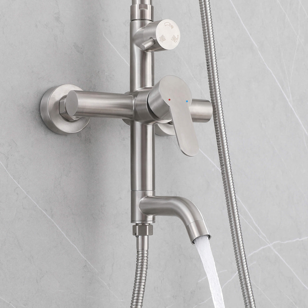 3-in-1 Outdoor Shower Set Adjustable Handheld, Rainfall & Foot Wash
