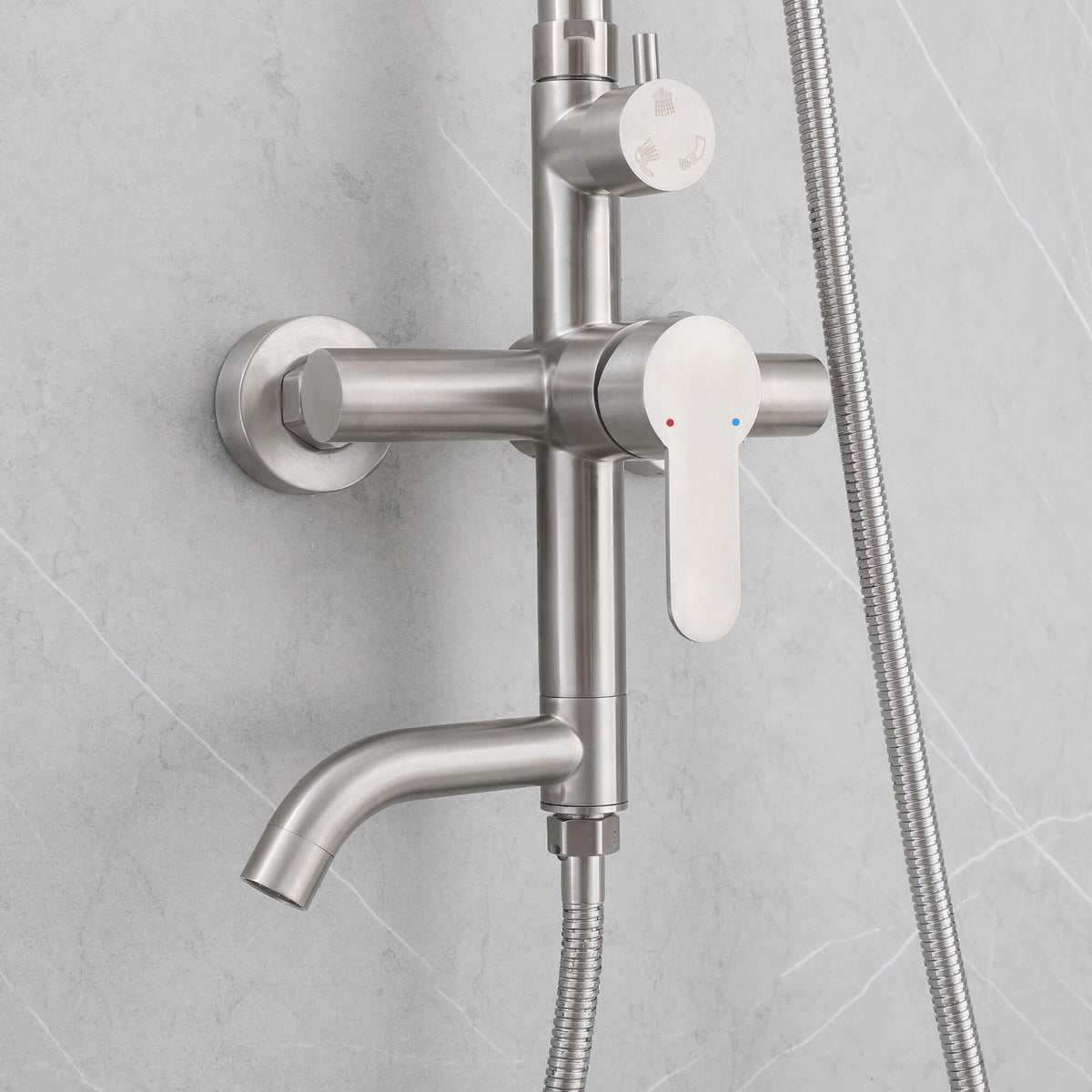 3-in-1 Outdoor Shower Set Adjustable Handheld, Rainfall & Foot Wash