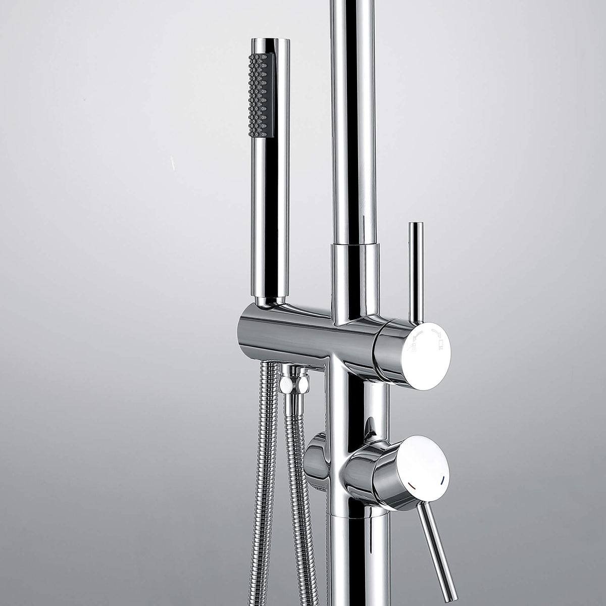 304 Stainless Steel Outdoor Shower Adjustable Height Freestanding Shower with Rainfall & Handheld Head
