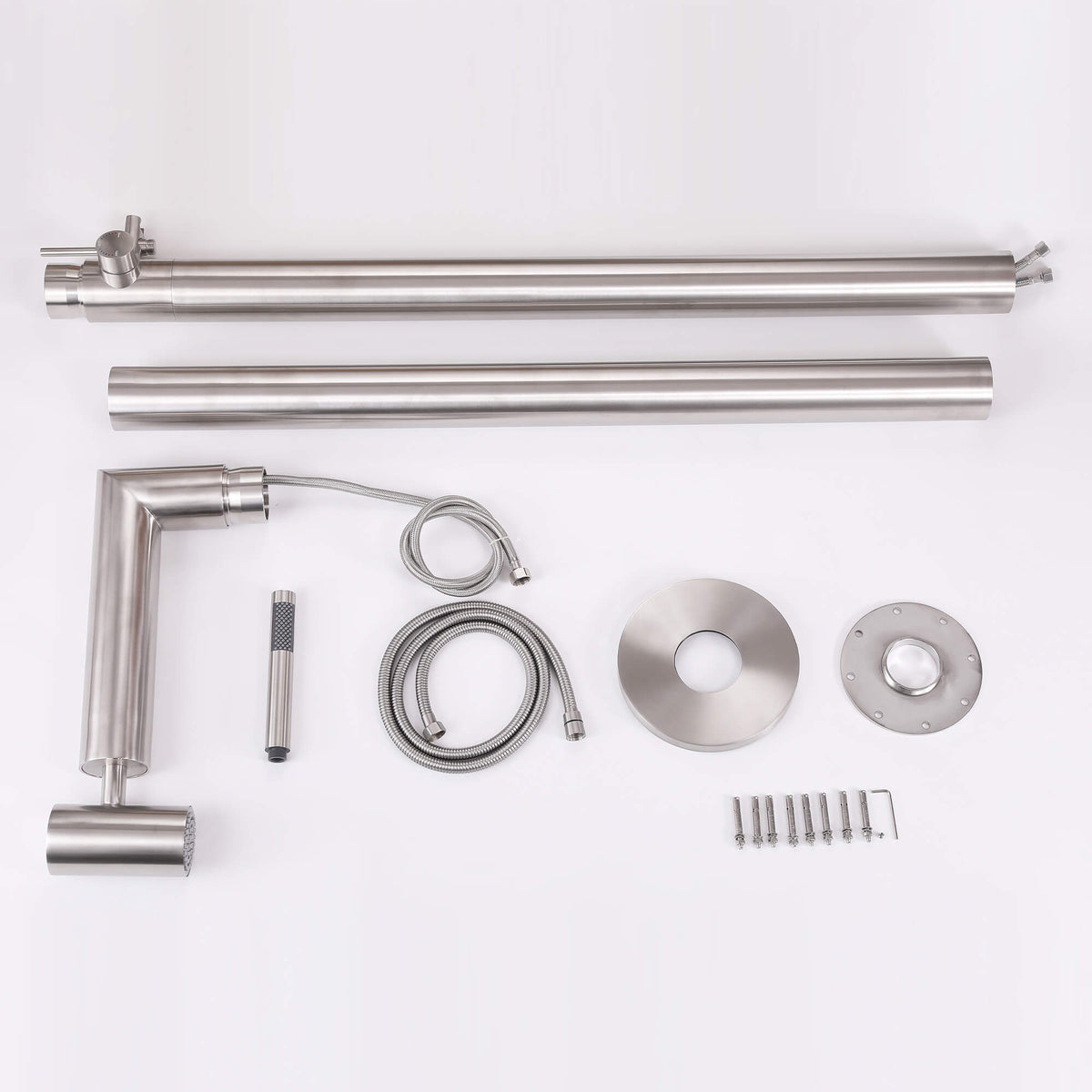 Freestanding Outdoor Shower with Handheld Sprayer 304 Stainless Steel Poolside Patio Shower System