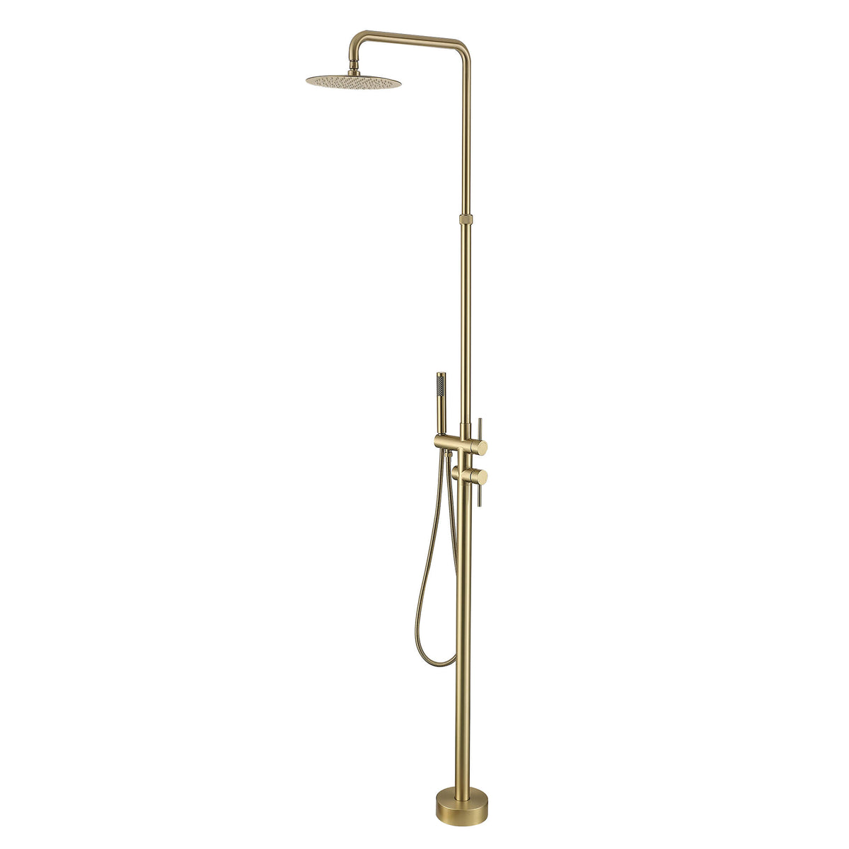304 Stainless Steel Outdoor Shower Adjustable Height Freestanding Shower with Rainfall & Handheld Head