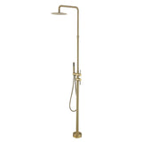 Stainless Steel Outdoor Shower Adjustable Height Freestanding Shower with Rainfall & Handheld Head
