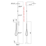 Stainless Steel Outdoor Shower Adjustable Height Freestanding Shower with Rainfall & Handheld Head