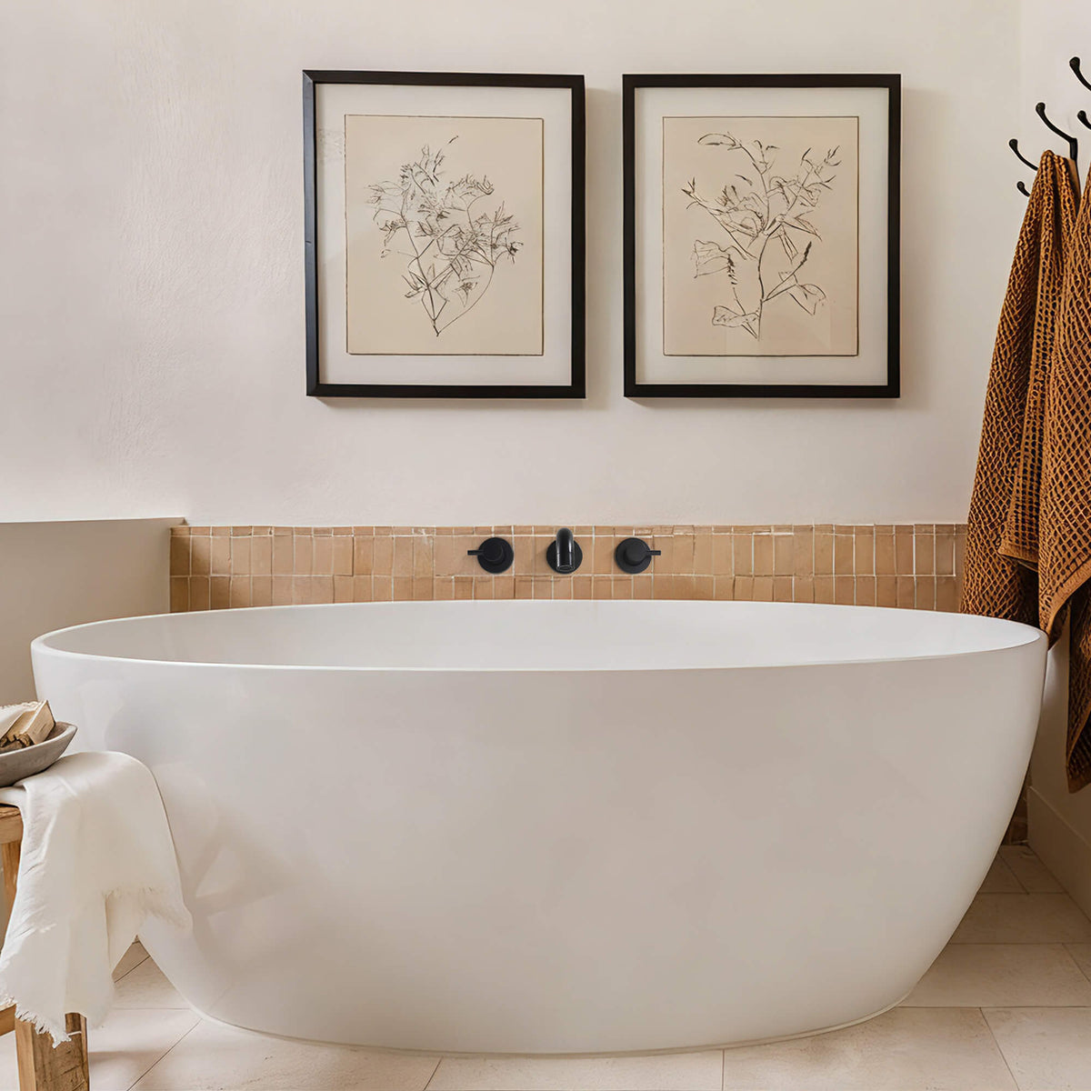 High-Flow Wall-Mounted Tub Filler with Dual Handles