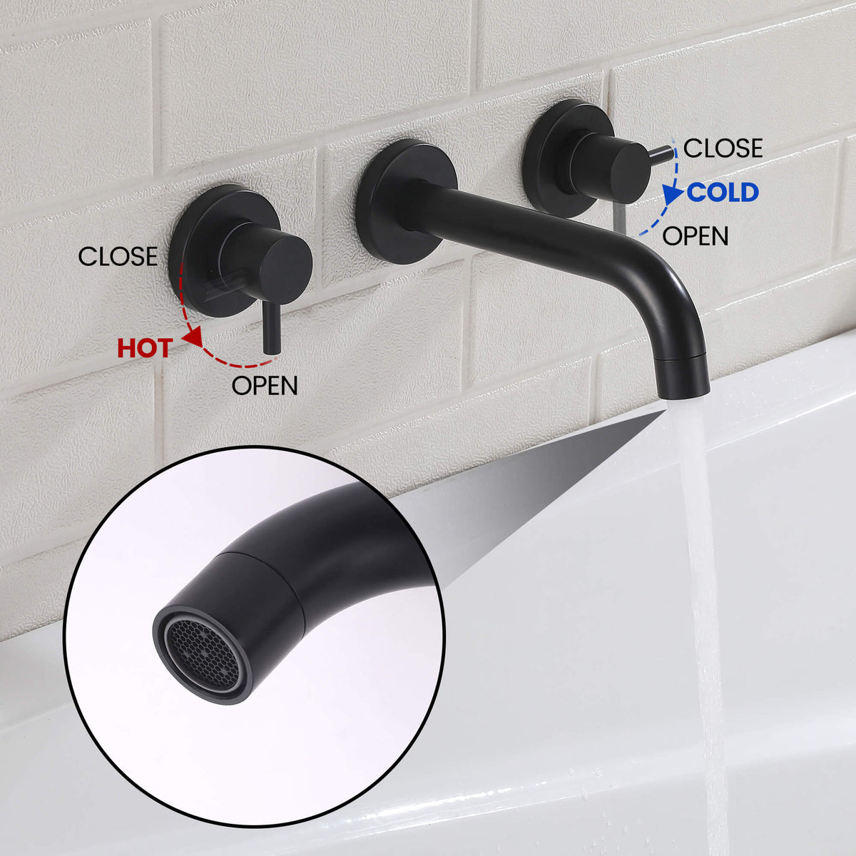 High-Flow Wall-Mounted Tub Filler with Dual Handles
