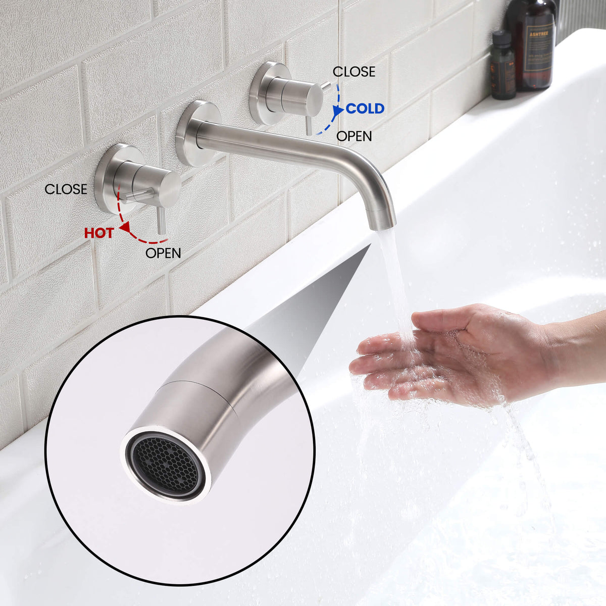 High-Flow Wall-Mounted Tub Filler with Dual Handles