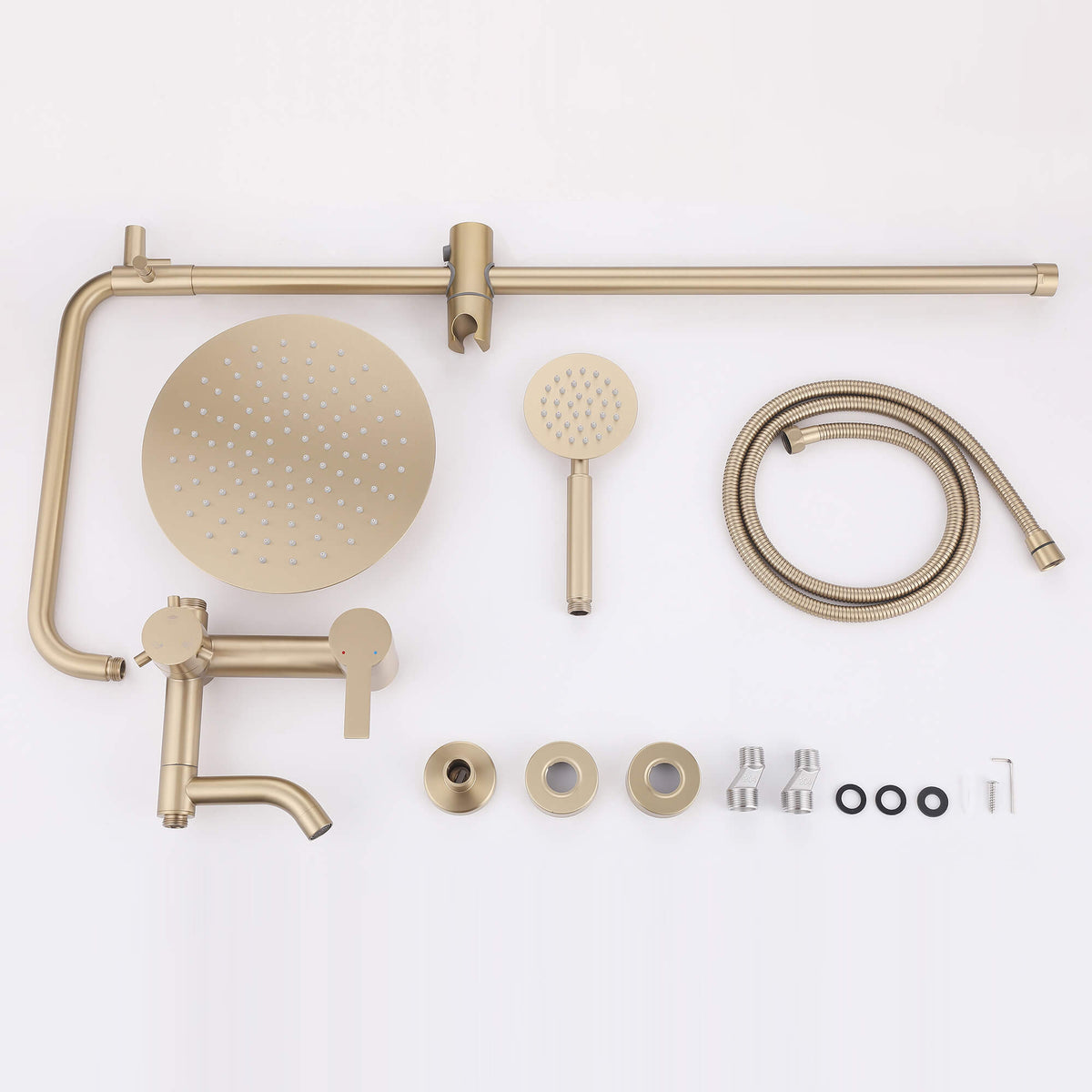 3-in-1 Stainless Steel Outdoor Shower System with Rainfall Shower Handheld Spray and Foot Wash