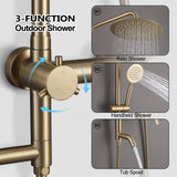 3-Function 304 Stainless Steel Wall-Mounted Outdoor Shower System
