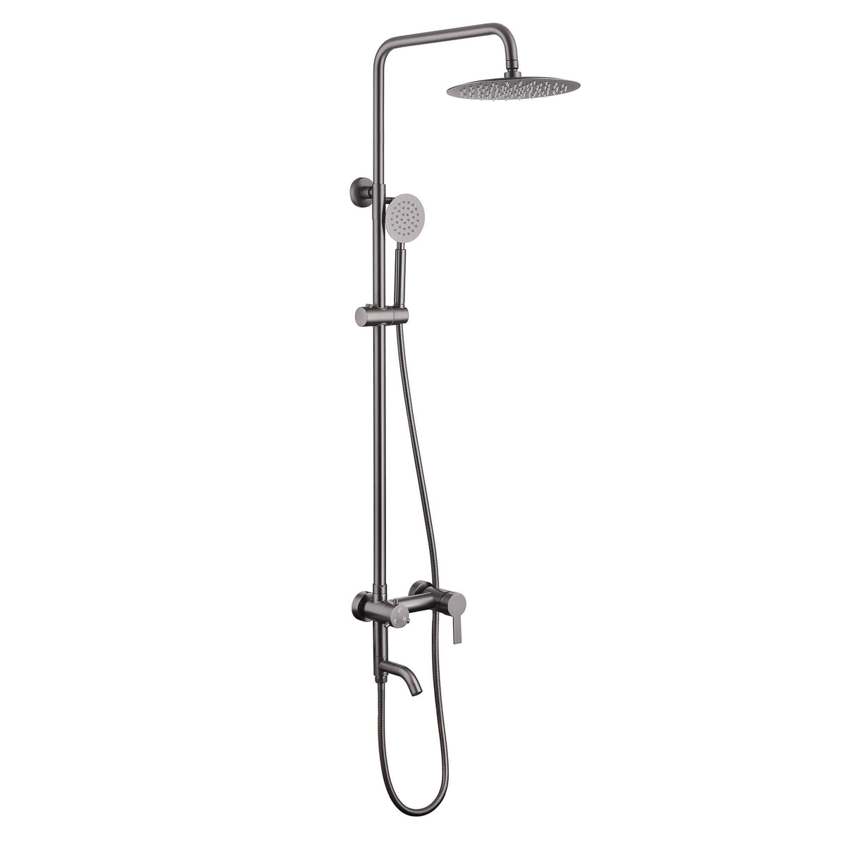 3-in-1 Stainless Steel Outdoor Shower System with Rainfall Shower Handheld Spray and Foot Wash