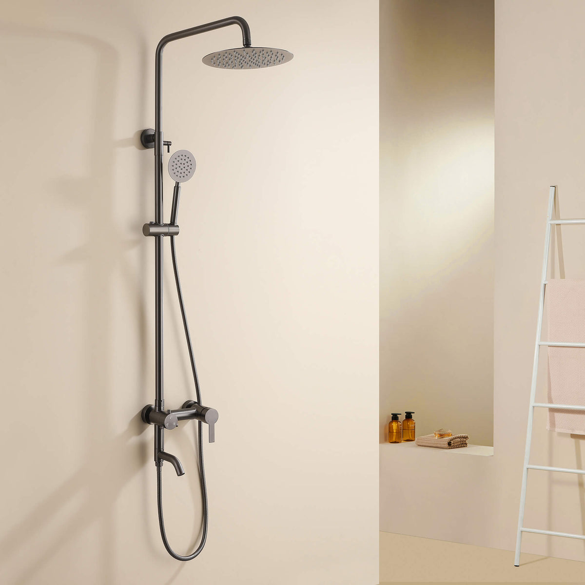 3-Function 304 Stainless Steel Wall-Mounted Outdoor Shower System