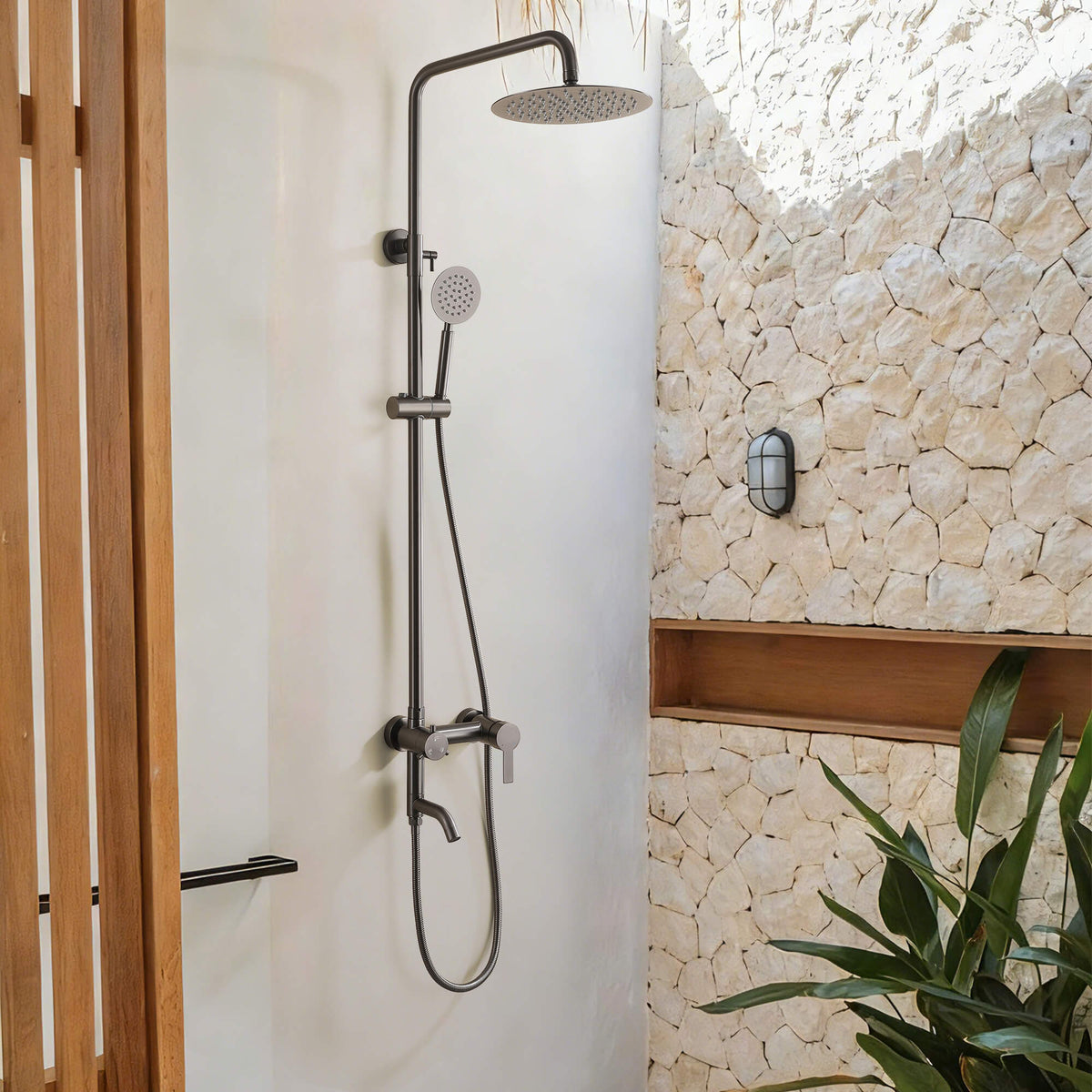 3-Function 304 Stainless Steel Wall-Mounted Outdoor Shower System