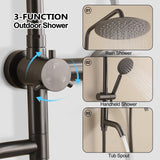 3-Function 304 Stainless Steel Wall-Mounted Outdoor Shower System