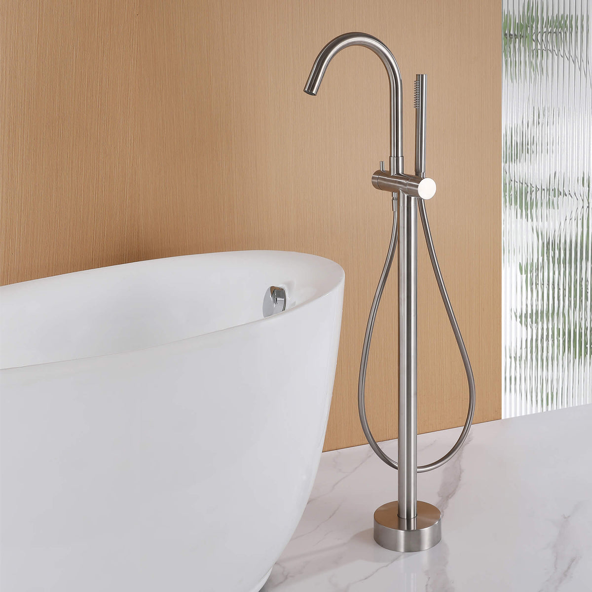 Thermostatic Freestanding Bathtub Faucet 316 Stainless Steel with Hand Shower